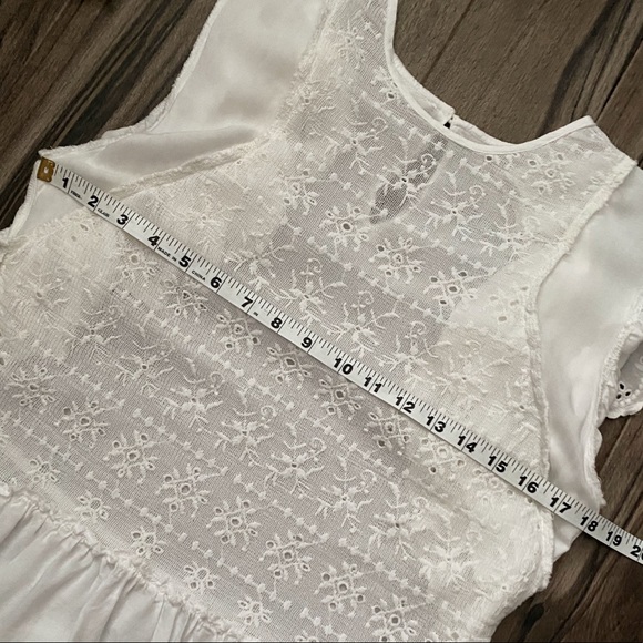 Lovestitch sheer cotton eyelet ruffled sleeve blouse, white - Picture 4 of 8